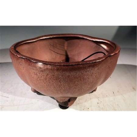PAISAJE Lotus Shaped Ceramic Bonsai Pot, Aztec Orange PA2529731